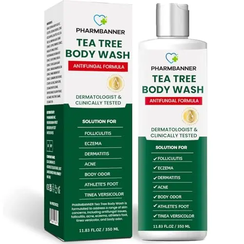 PHARMBANNER Tea Tree Antifungal Body Wash bottle for sensitive skin