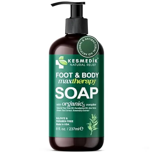 KESMEDIK Tea Tree Oil Soap Body Wash bottle with peppermint