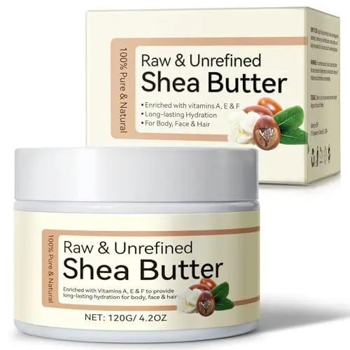 QJCWXIAOX Raw Unrefined Shea Butter in a jar for DIY skincare