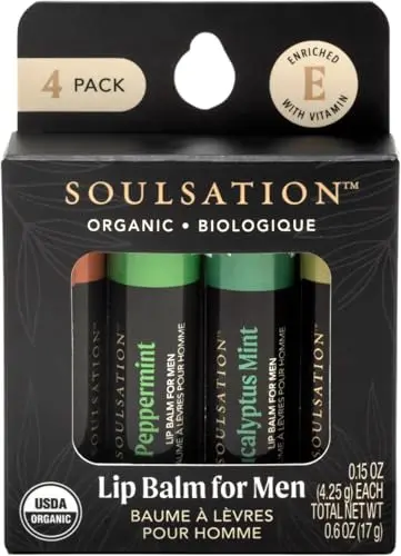 Soulsation organic lip balm set for men with four flavors