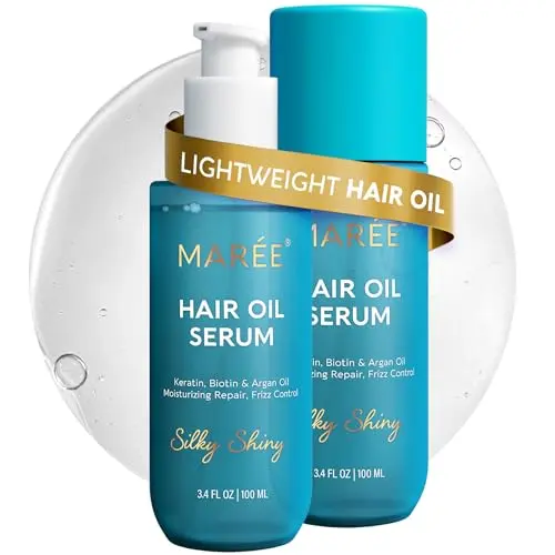 MAREE Hair Oil bottle with vitamins for frizzy and curly hair