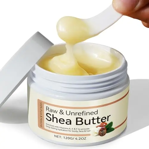 Rulviou organic shea butter in a small container.