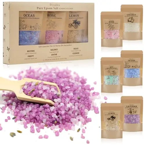 Persidra Bath Salts Gift Set with six scent varieties in cotton bags