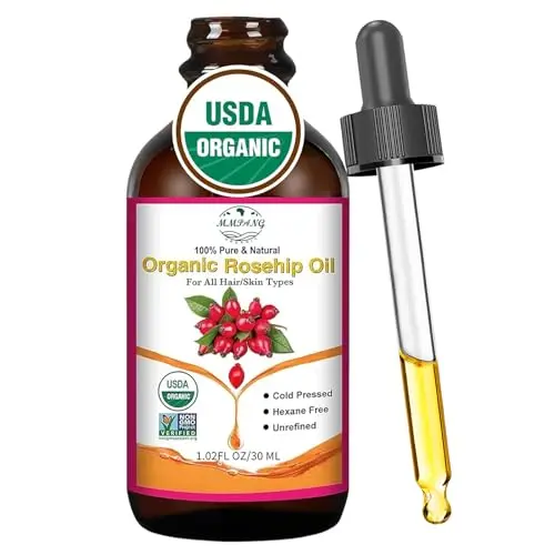MMPANG Organic Rosehip Seed Oil in brown glass bottle