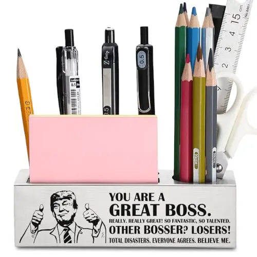 FOKCBOCM stainless steel 'You Are a Really Great Boss' plaque and pencil holder