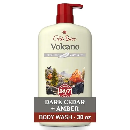 Old Spice Volcano with Dark Cedar + Amber body wash bottle
