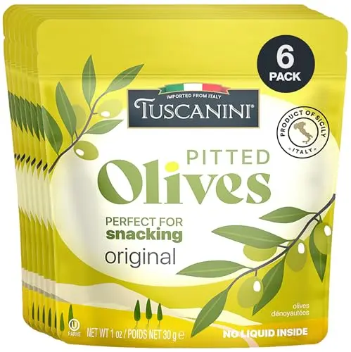Tuscanini Italian Pitted Olive Snack Packs in individual pouches