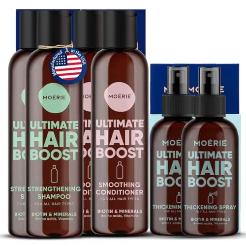 Moerie Mineral Shampoo, Conditioner and Hair Growth Spray Set