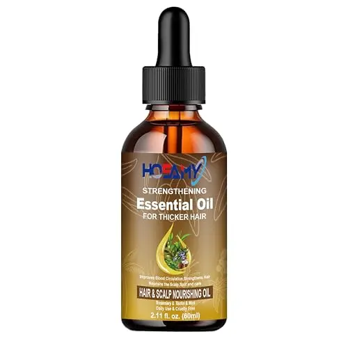 HOSAMY Hair Growth Oil Serum with Biotin, Castor and Rosemary in a dropper bottle.
