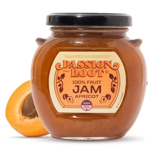 Passion Root Apricot Jam jar with all-natural fruit preserves