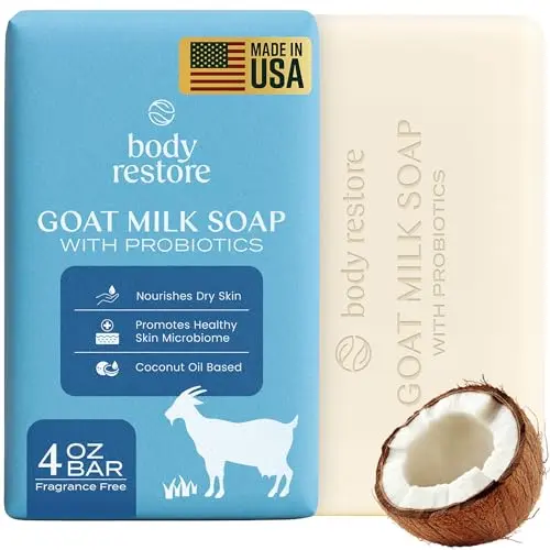 Body Restore Goat Milk Soap bar with Probiotics and Hyaluronic Acid