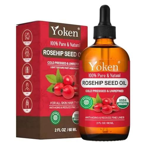 Yoken Organic Rosehip Seed Oil in a 2oz dropper bottle