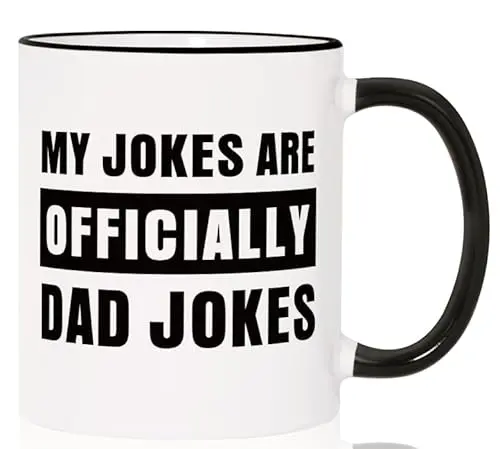Aurahouse white 11oz ceramic mug with Officially Dad Jokes humorous design