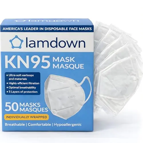 Lamdown white KN95 face masks in a pack