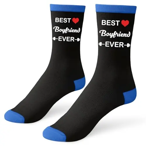Valentines Day Gifts crew socks with Best Boyfriend Ever printed on both sides