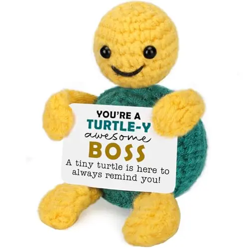 NEVERNERVE handmade crochet turtle doll with love message for boss