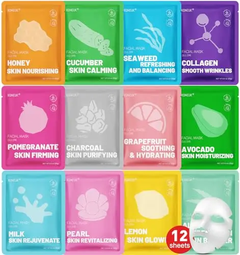 KONEUK 12 Pack Collagen Hydrating Face Masks set