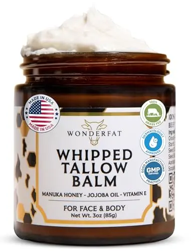 Wonderfat Grass-Fed Whipped Tallow Balm jar for face and body