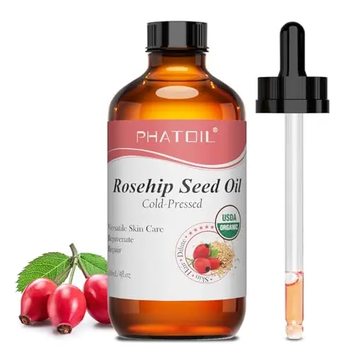 PHATOIL large amber glass bottle of Organic Rosehip Seed Oil