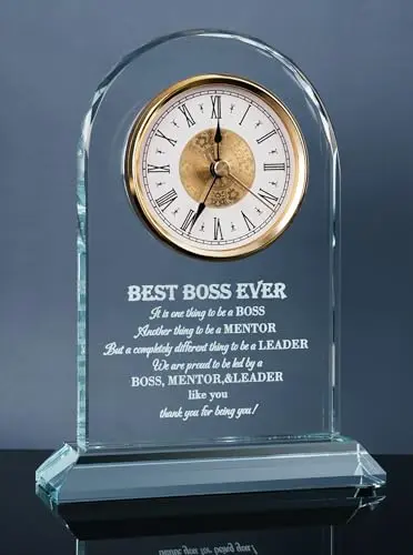 WinTaim clear glass arch-shaped table clock for boss office decor