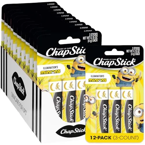 ChapStick Minions banana-flavored lip balm bulk pack of 36 sticks