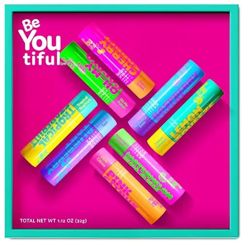 BeYoutiful skincare lip balm set of 8 in assorted fruity flavors