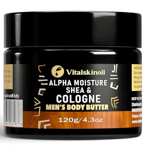 Vitalskinoil Body Butter for Men with shea and cologne scent