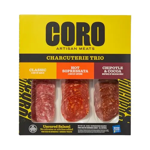 Coro Charcuterie Trio Salami Sampler pack with three flavor varieties