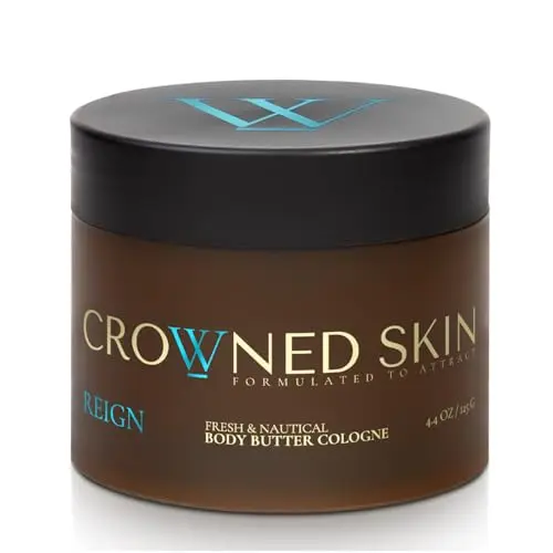 Crowned Skin Reign Body Butter Cologne jar with fresh nautical scent