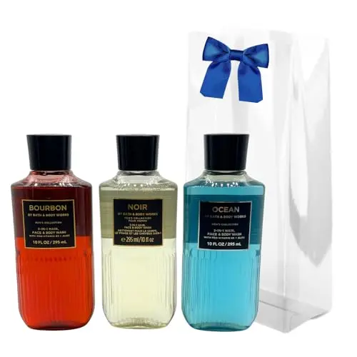 Bath & Body Works men's 3-piece gift set with Bourbon, Noir, and Ocean 3-in-1 washes