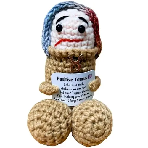 Small handmade crochet Taurus bull zodiac plush toy doll