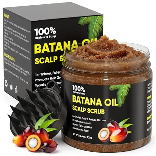 Agodafoo Batana Oil Scalp Scrub with rosemary and included scalp scrubber