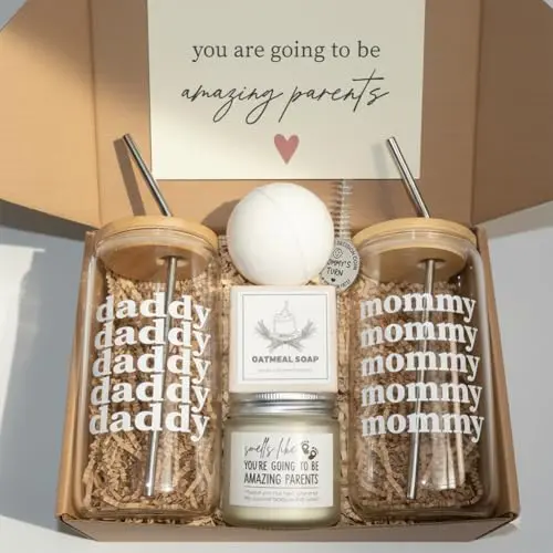 GONGHUAN spa-inspired new parents gift box with glass cups, candle, and bath products