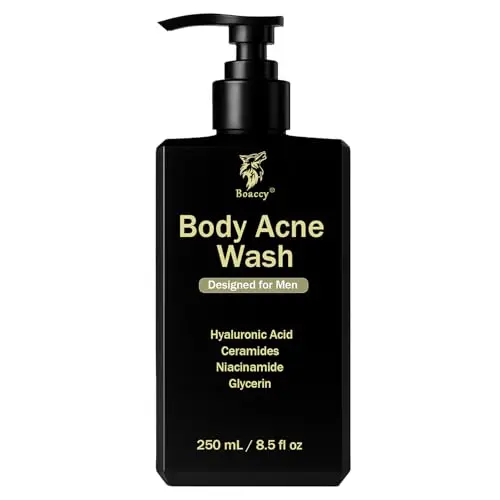 Boaccy men's acne body wash with niacinamide, glycolic acid and ceramides